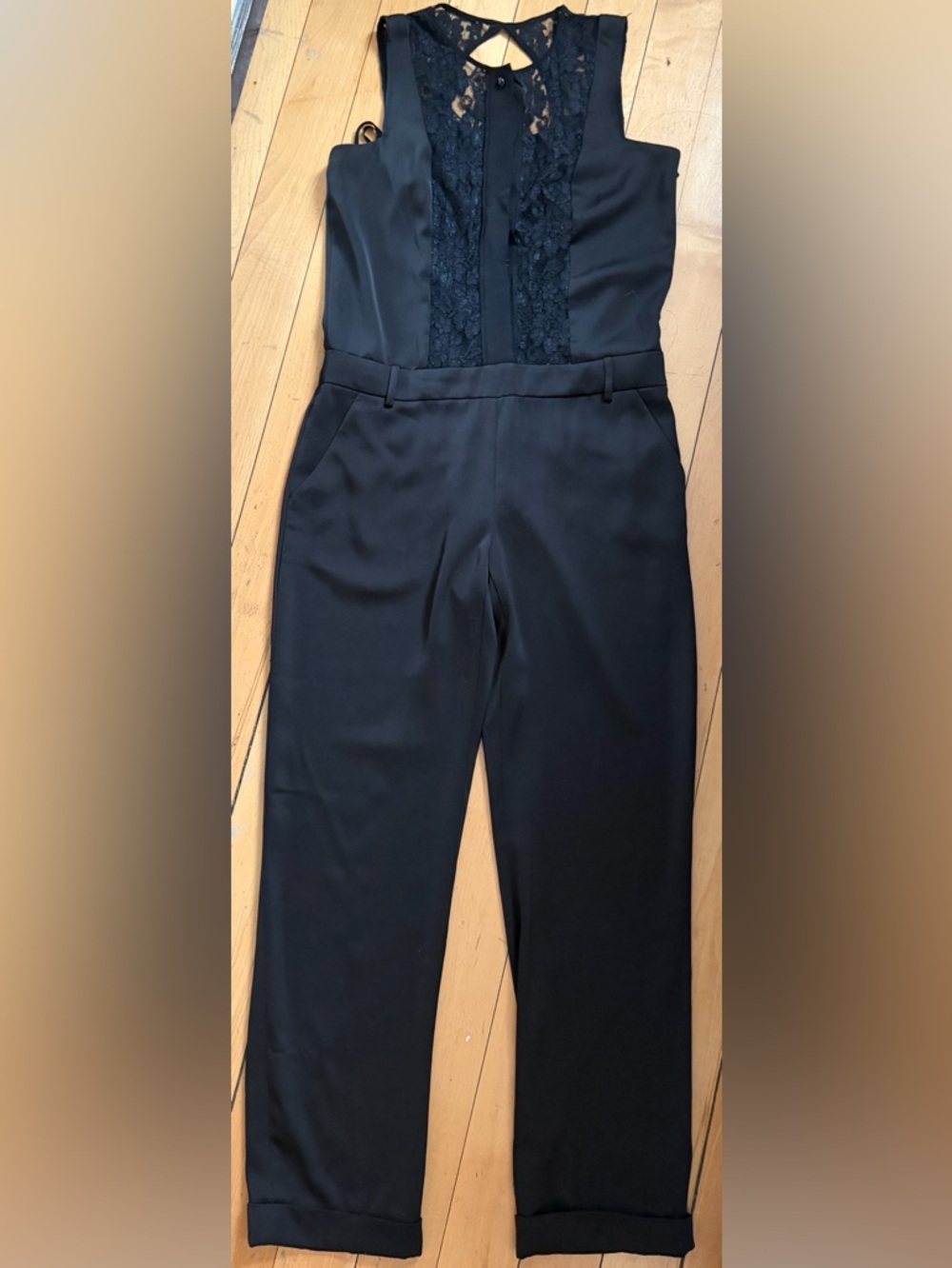 elevenses Black Lace-Trim Jumpsuit